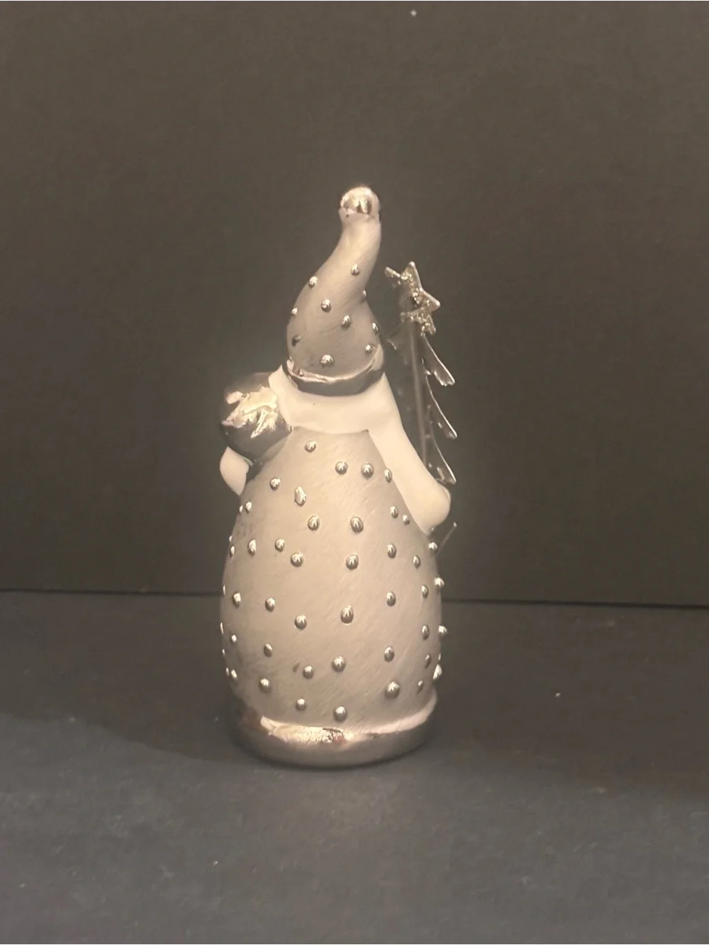 Vintage Pier 1 Santa Pere Noel Ceramic Figurine Original Box Silver White